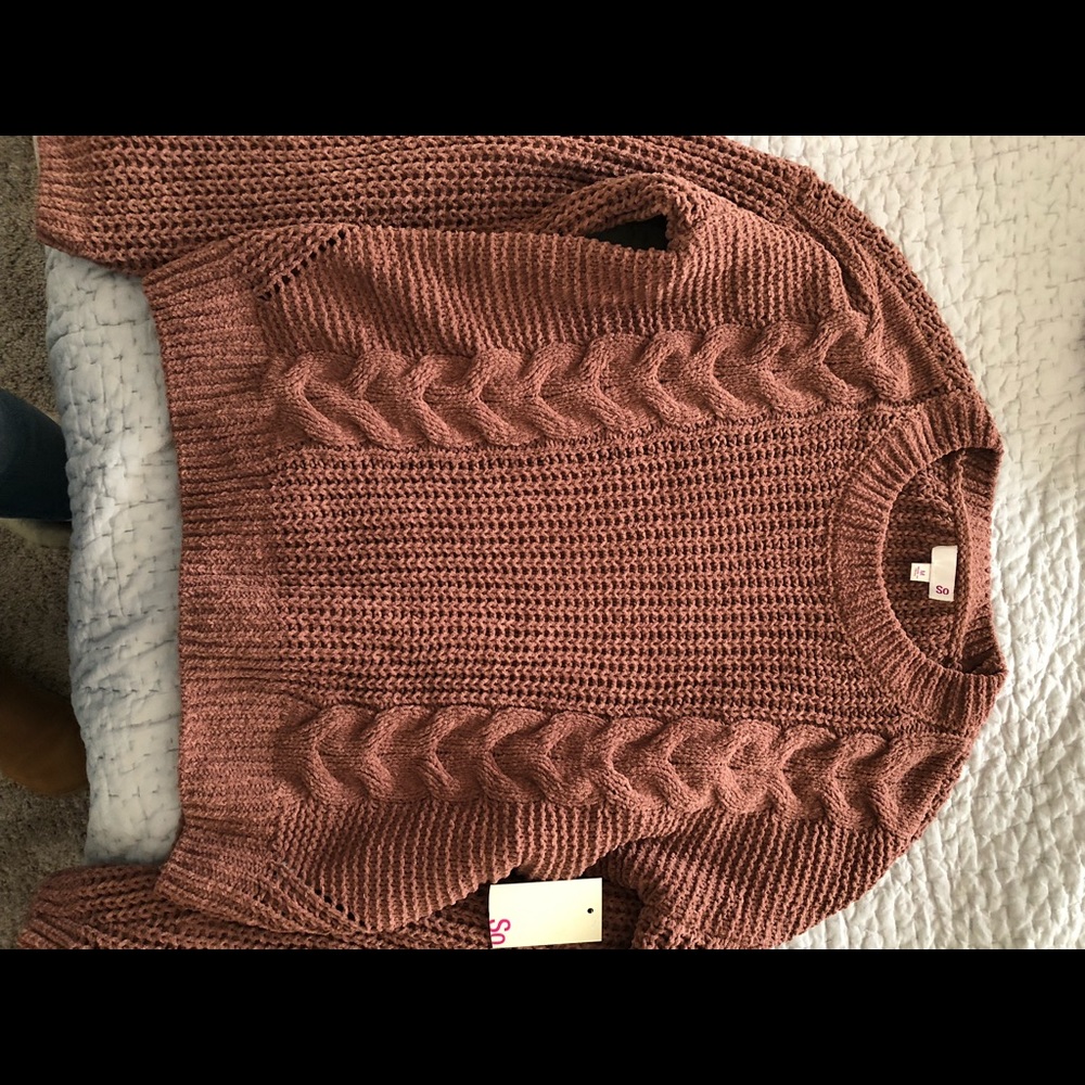 Chenille cable sweater